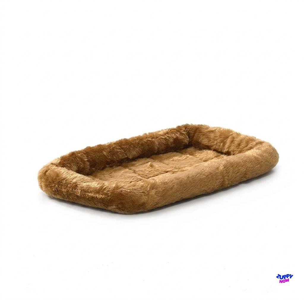 Cozy Cinnamon Dog Bed for Small Dogs | Faux Fur Bolster, Machine Washable, Fits 18-Inch Crates