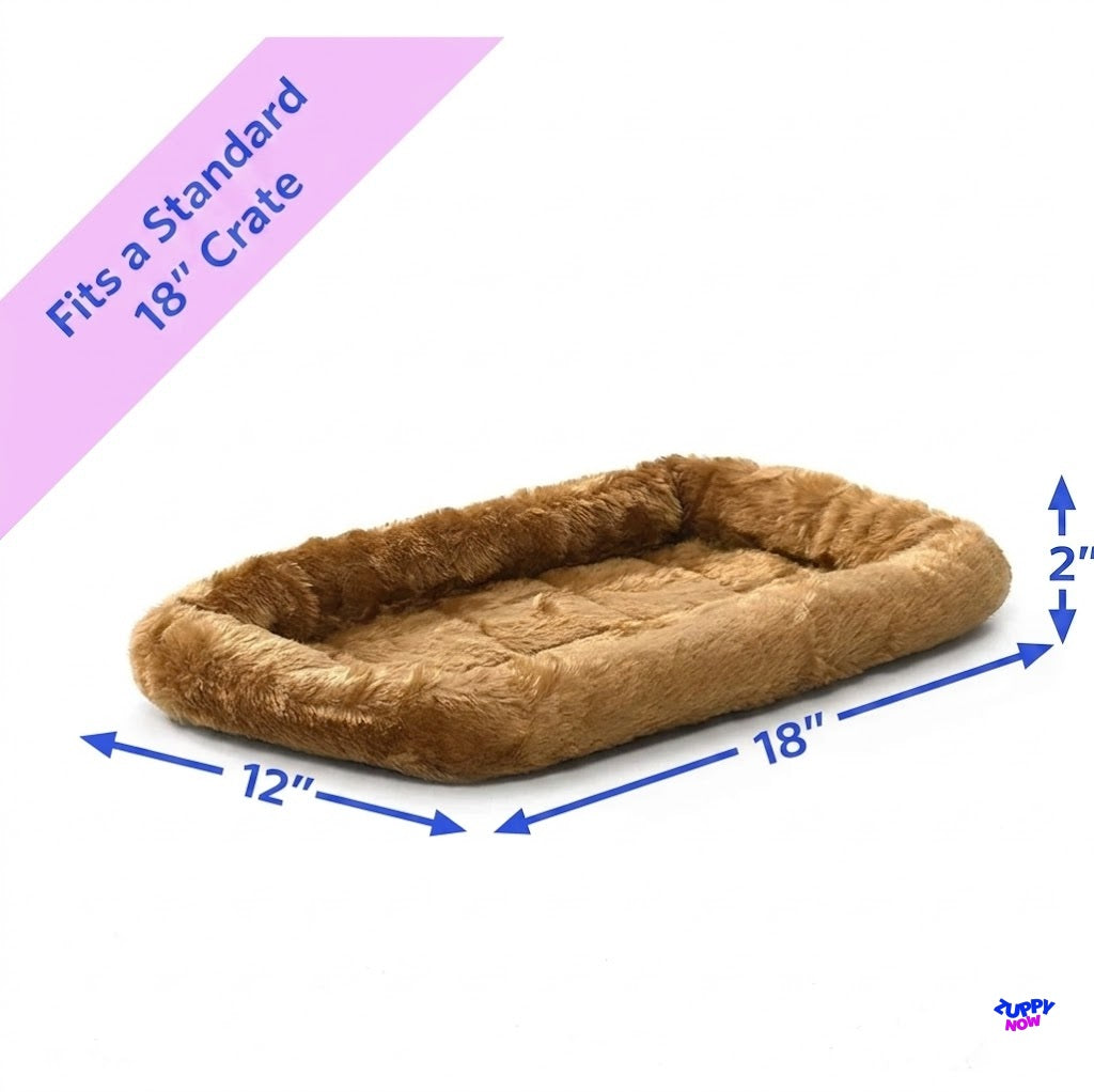 Cozy Cinnamon Dog Bed for Small Dogs | Faux Fur Bolster, Machine Washable, Fits 18-Inch Crates