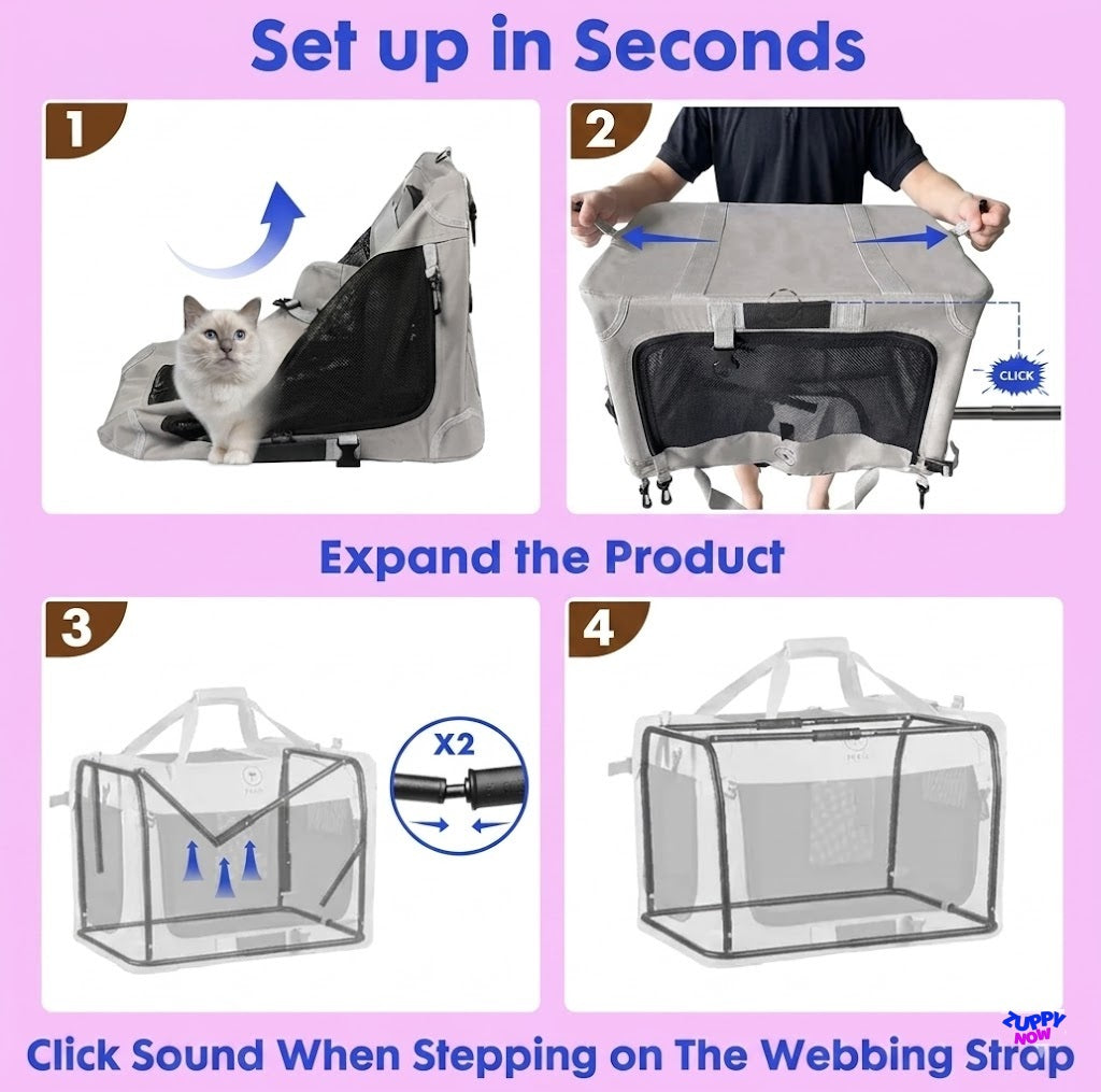 Soft-Sided Cat Carrier for 2 Cats | Extra Large Portable Pet Carrier for Travel
