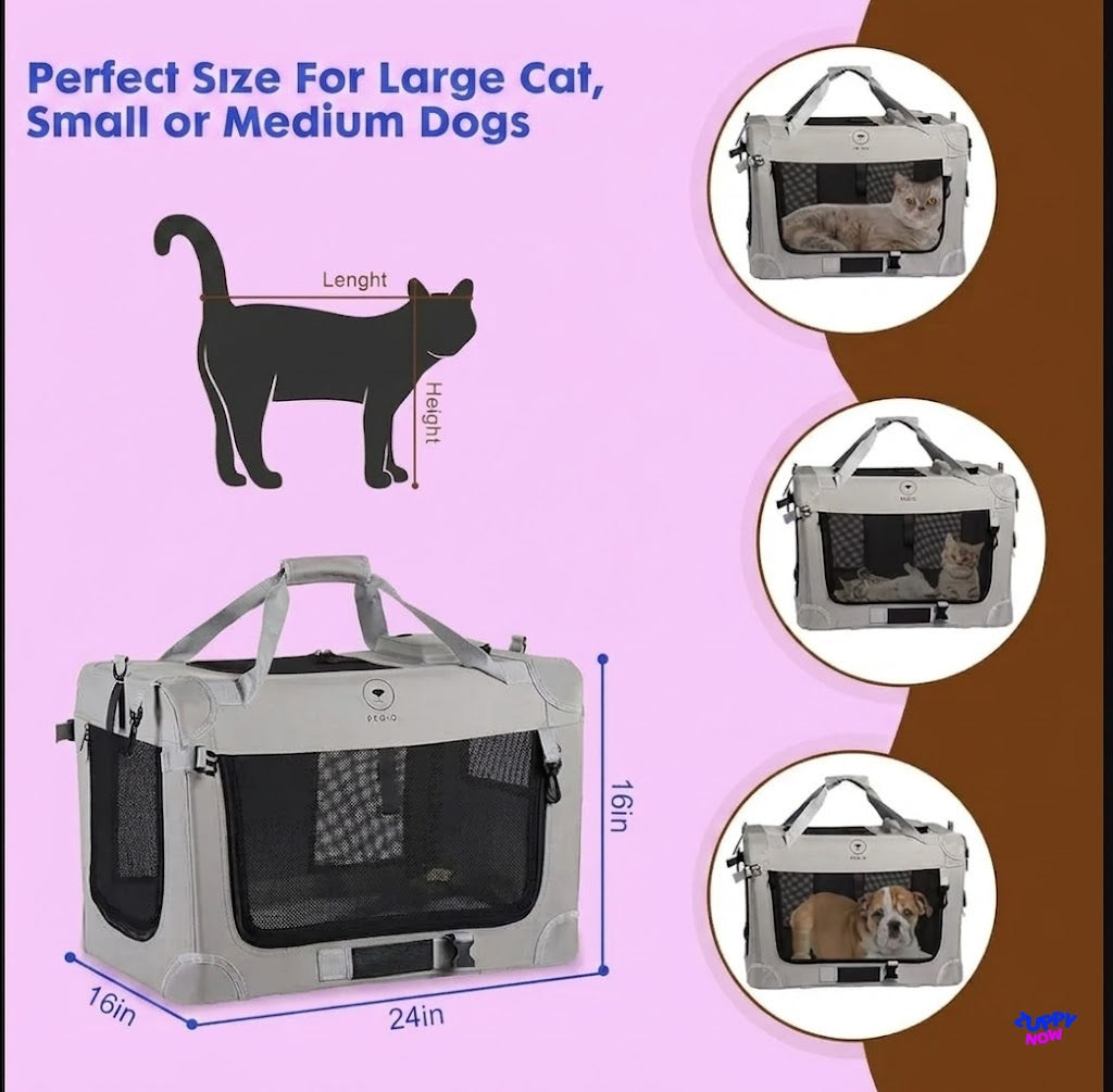 Soft-Sided Cat Carrier for 2 Cats | Extra Large Portable Pet Carrier for Travel