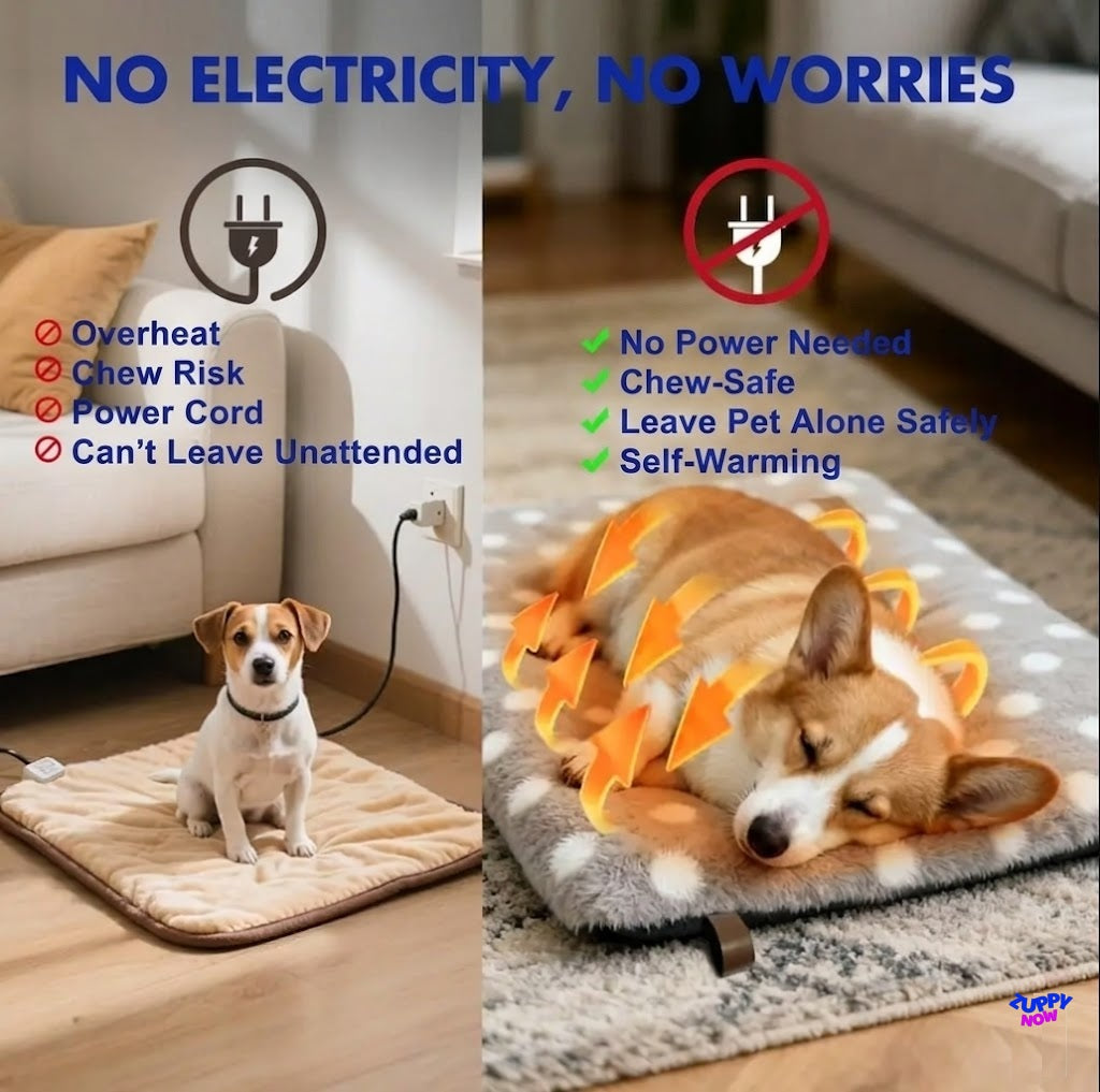 Self-Warming Pet Mat | Ultra-Plush Heated Pad for Cats & Dogs — No Electricity Needed