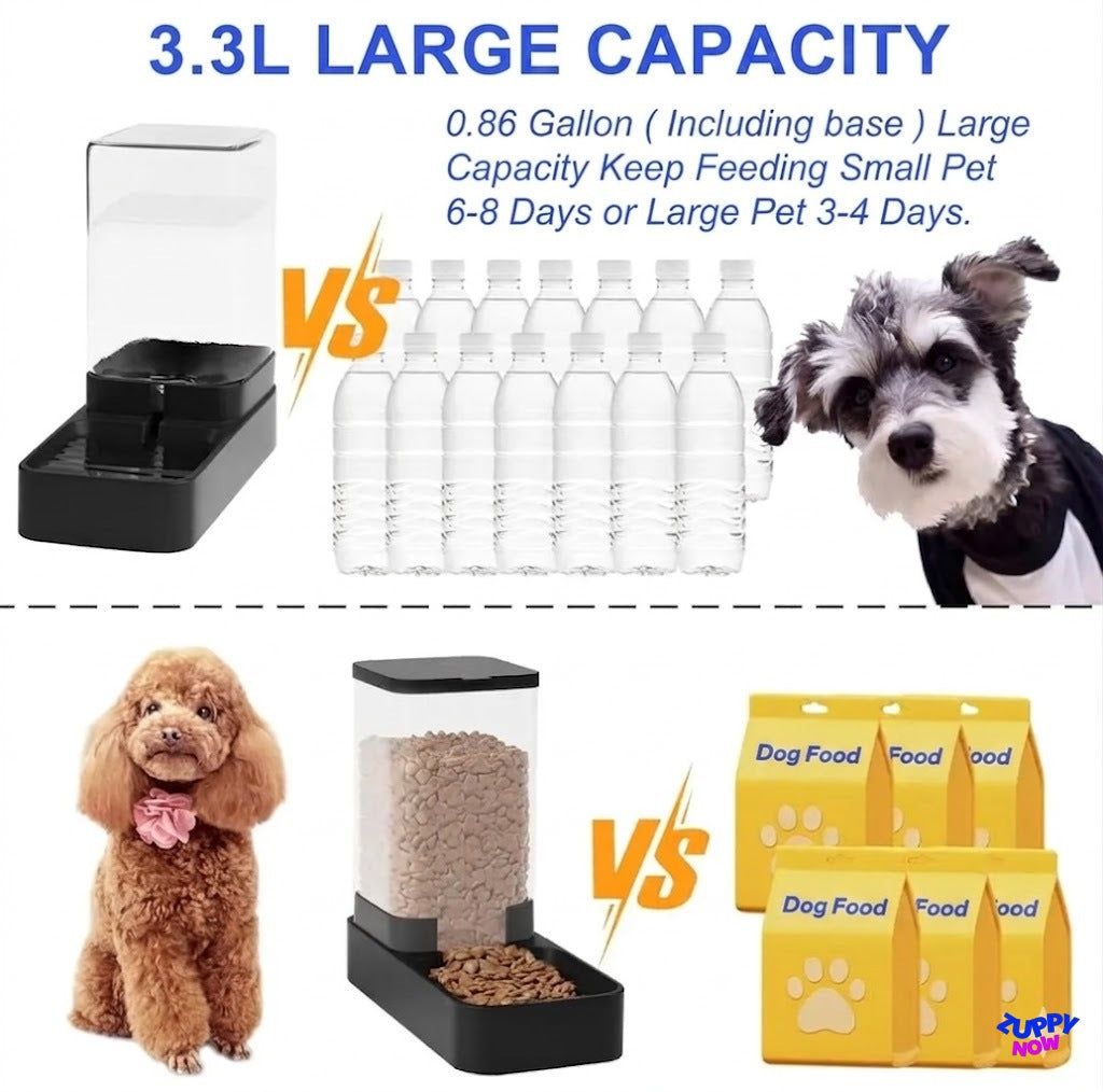 2-in-1 Gravity Pet Feeder & Water Dispenser Set | Auto Food & Water Bowl for Cats & Dogs