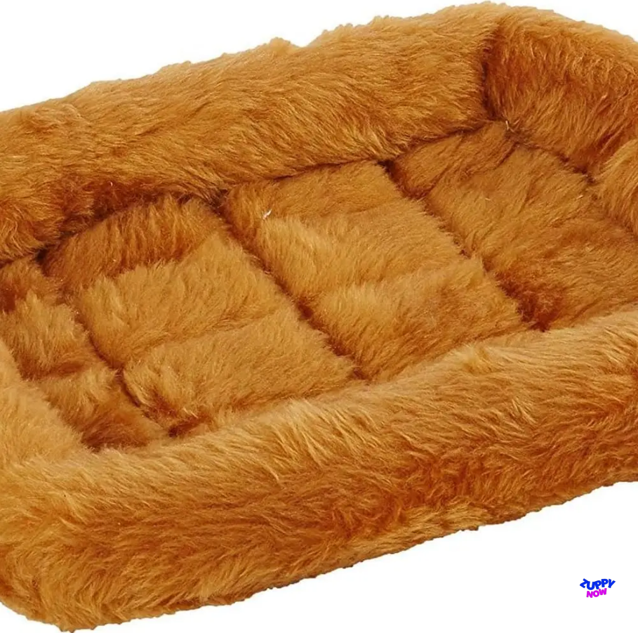 Cozy Cinnamon Dog Bed for Small Dogs | Faux Fur Bolster, Machine Washable, Fits 18-Inch Crates