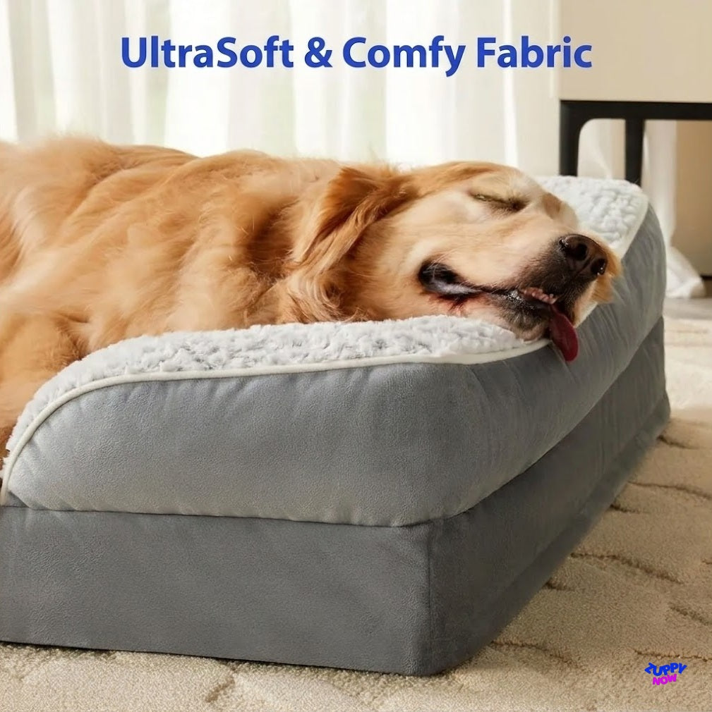 Orthopedic Dog Bed for Large Dogs | Egg Crate Foam Sofa Bed with Washable Waterproof Cover