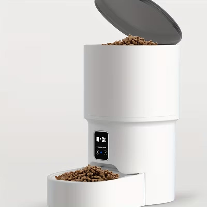 Automatic pet feeder designed for regular cats and dogs